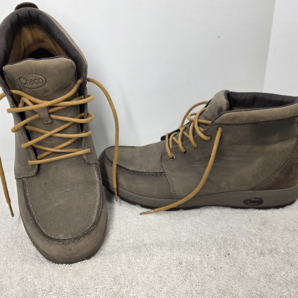 Chaco Brio Moc Toe Men's Size 11.5 Casual Lace-Up Leather Boots Brown J150179